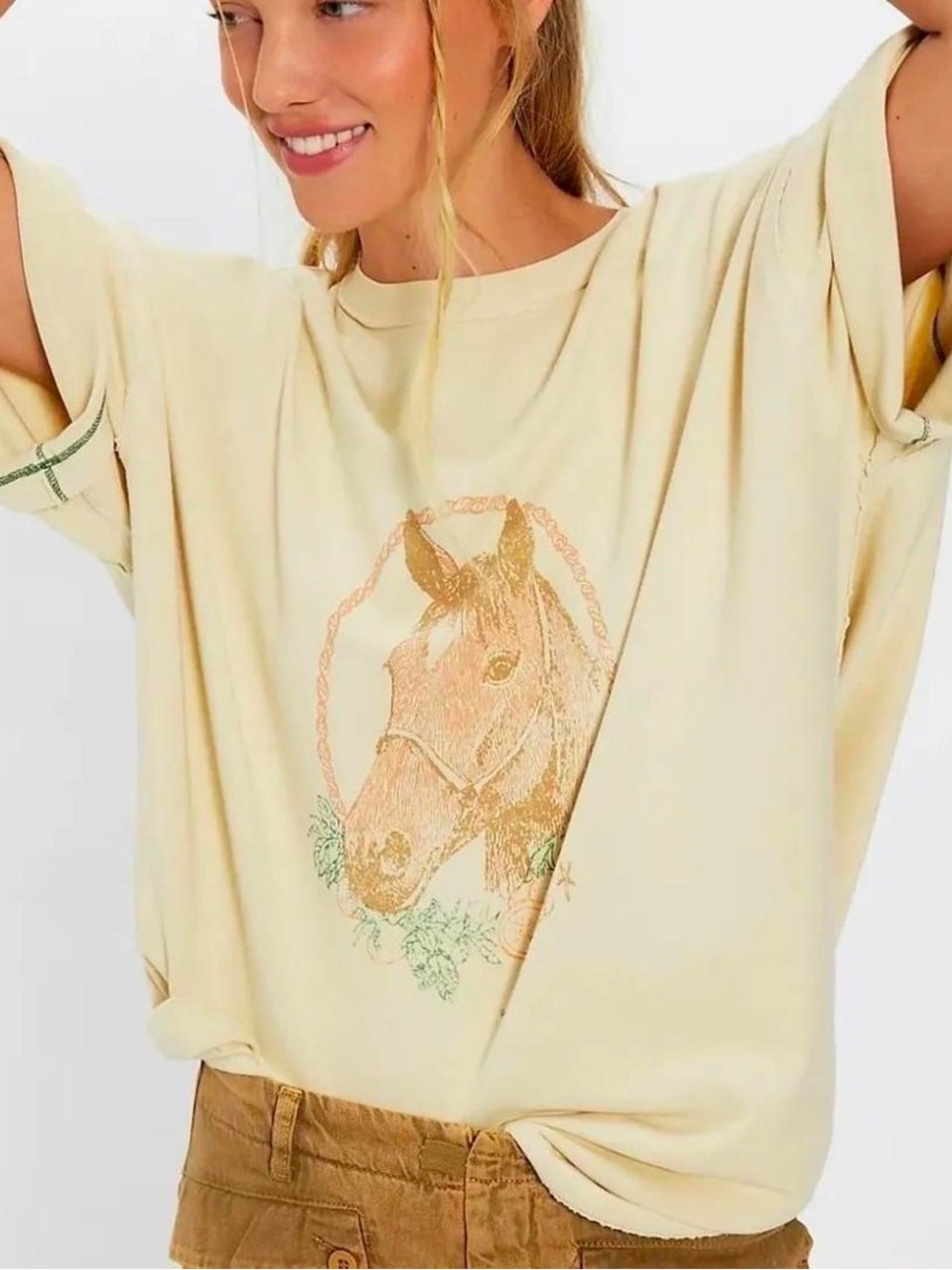 We The Free Free People Cream Farm Friends Tee, Size Small